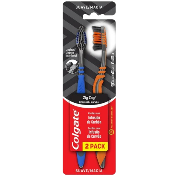 Kit Escova Dental Colgate - Zig Zag Carvão 2 Unid. Cores Diversas