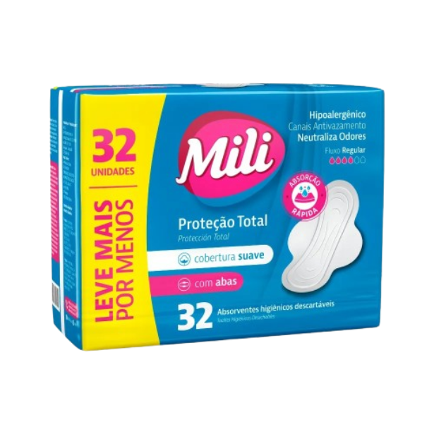 Absorvente Mili Proteção Total - Suave c/ Abas 32 Unid.