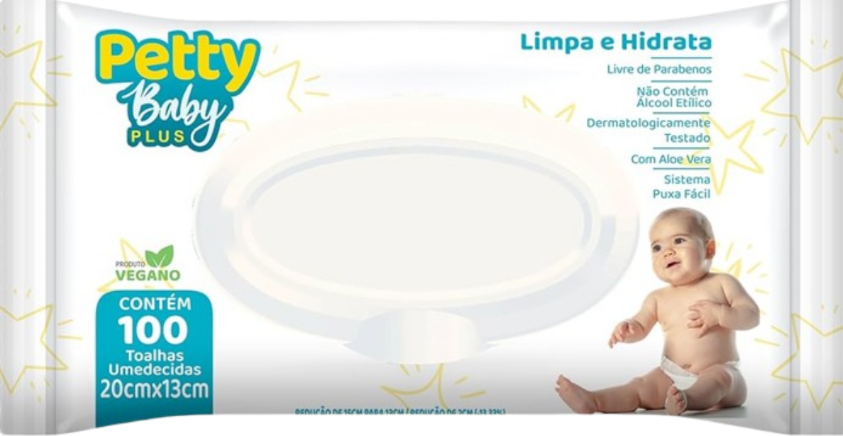 Toalha Umedecida Petty Baby Plus c/ 100