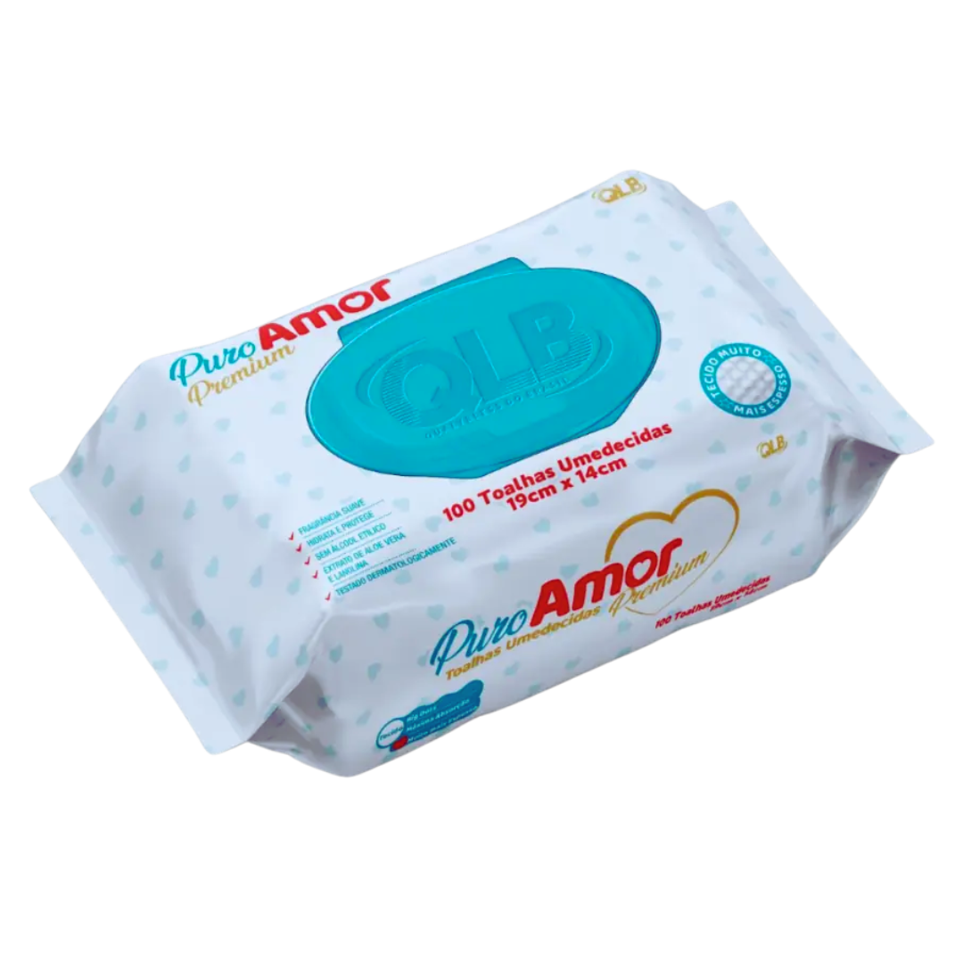 Toalha Umedecida Puro Amor Premium c/ 100