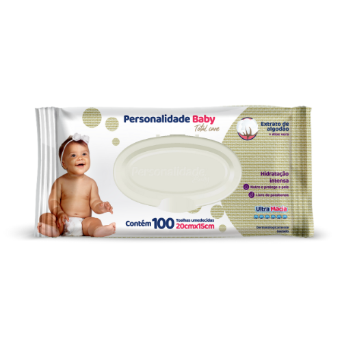 Toalha Umedecida Personalidade Baby Total Care c/ 100