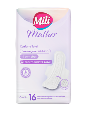 Absorvente Mili Mulher Conforto Total - Ultra Suave c/ Abas 16 Unid.