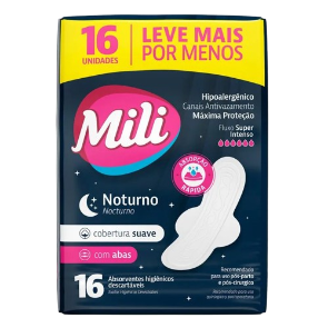 Absorvente Mili Noturno - Suave c/ Abas 16 Unid.
