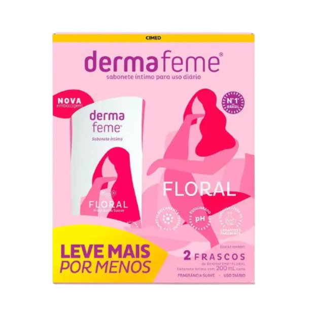 Kit Sabonete Líquido Íntimo Dermafeme c/ 2 Unidades de 200ml Cada - Diversos