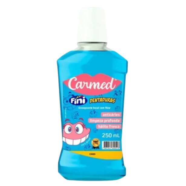 Enxaguante Bucal Infantil Carmed Fini Com Flúor- Dentaduras 250ml
