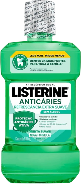 Enxaguante Bucal Anticárie Listerine Sem Álcool - Menta Suave 500ml