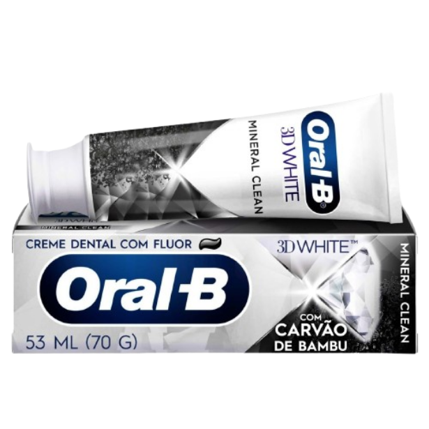 Creme Dental Oral-B 3D White - Carvão Ativado 70g