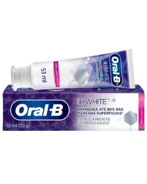 Creme Dental Oral-B Anticáries 3D White - Brilliant Fresh 70g