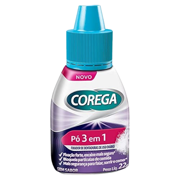 Fixador de Dentadura Corega Pó 3 Em 1 - Sem Sabor 22g