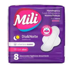Absorvente Mili Dia&Noite - Suave c/ Abas 8 Unid.