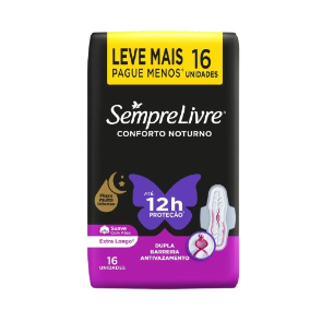 Absorvente Sempre Livre Noturno - Suave c/ Abas 16 Unid.