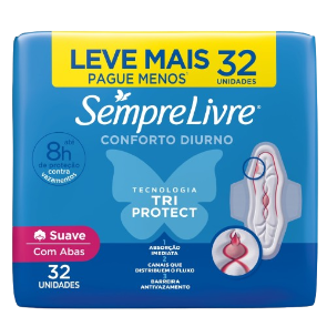 Absorvente Sempre Livre Diurno - Suave c/ Abas 32 Unid.