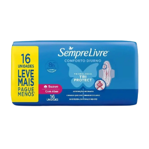 Absorvente Sempre Livre Diurno - Suave c/ Abas 16 Unid.