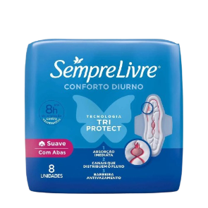 Absorvente Sempre Livre Diurno - Suave c/ Abas 8 Unid.
