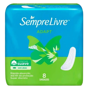 Absorvente Sempre Livre Adapt - Suave s/ Abas 8 Unid.