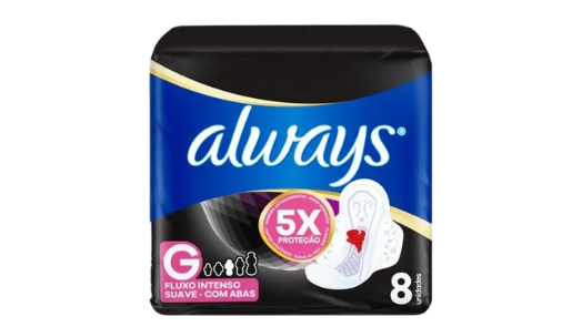Absorvente Always - Tamanho G Suave c/ Abas 8 Unid.