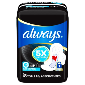 Absorvente Always - Tamanho G Seco c/ Abas 8 Unid.