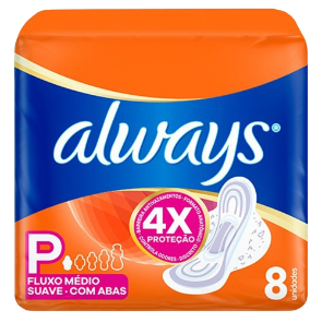 Absorvente Always - Tamanho P Suave c/ Abas 8 Unid.