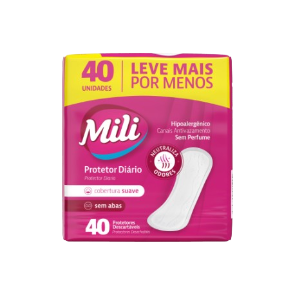 Absorvente Mili Diário  - Suave s/ Abas 40 Unid.