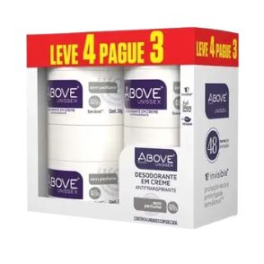 Kit Above Desodorante em Creme LV 4 PG 3 - Sem Perfume 50g Cada