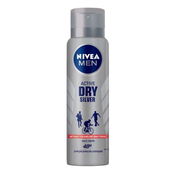 Desodorante Aerossol Nivea Masculino - Active Dry Silver 150ml