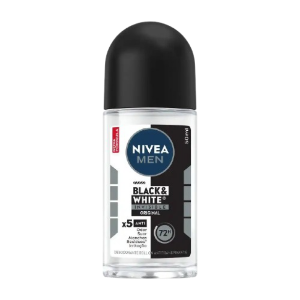 Desodorante Roll On Nivea Masculino - Black & White Invisible 50ml