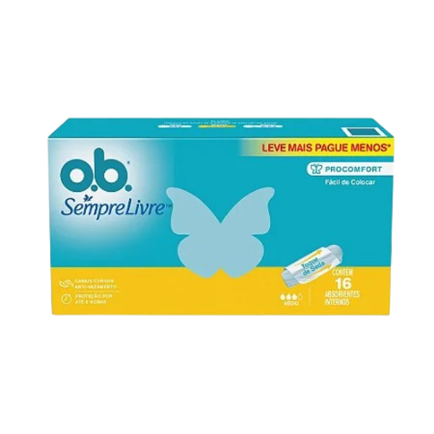 Absorvente Interno O.B. Sempre Livre - Médio 16 unid.
