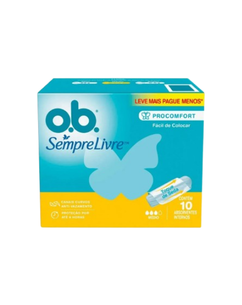 Absorvente Interno O.B. Sempre Livre - Médio 10 unid.