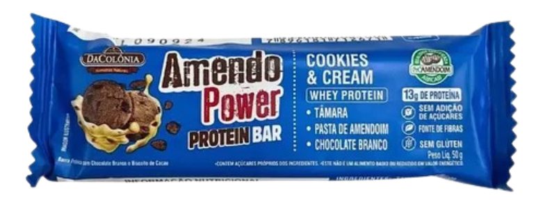 Barra de Proteína Amendo Power - Cookies & Cream 13g de Proteína