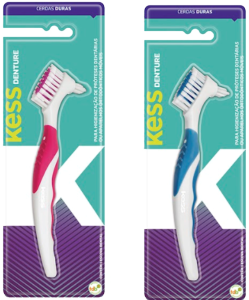 Escova Dental Kess Denture - Para Próteses e Aparelhos 1 Unid. Cores Diversas