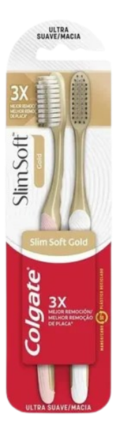 Kit Escova Dental Colgate - Slim Soft Gold Macia 2 Unid. Cores Diversas