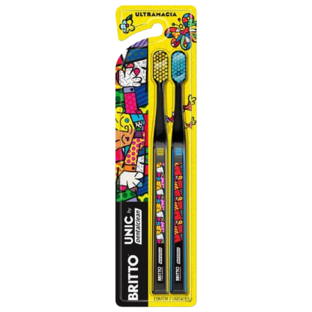 Kit Escova Dental Dentalclean - Britto Ultra Macia 2 Unid. Cores Diversas