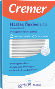 Hastes Flexíveis com Ponta de Algodão Cremer c/75 Unid.
