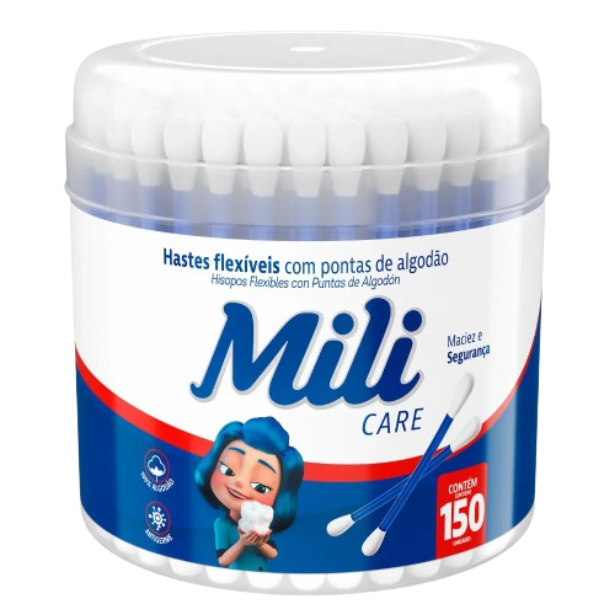 Hastes Flexíveis com Ponta de Algodão Mili Care c/150 Unid.