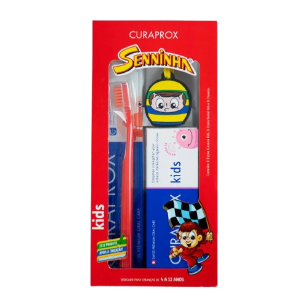 Kit Curaprox Senninha - 1 Escova Curaprox Kids + 1 Creme Dental Kids + 1 Chaveiro