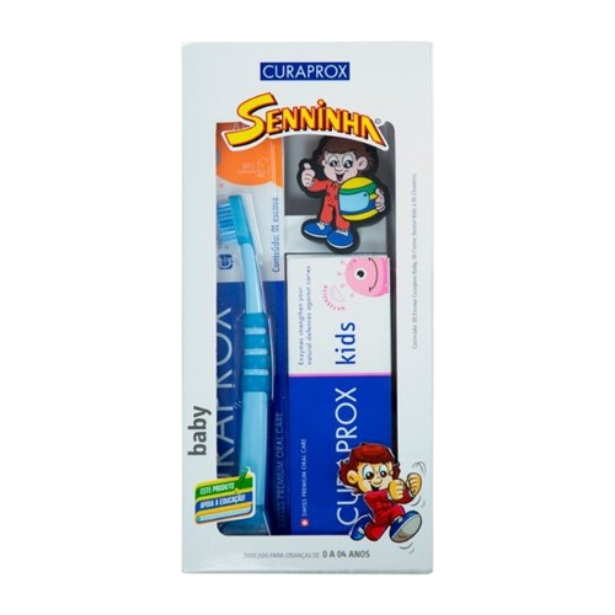 Kit Curaprox Senninha - 1 Escova Curaprox Baby + 1 Creme Dental Kids + 1 Chaveiro