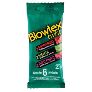 Preservativo Blowtex Twist - 2 Morango, 2 Menta e 2 Tutti Frutti