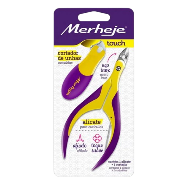 Kit Alicate para Cutículas + Cortador de Unhas Merheje Touch Super